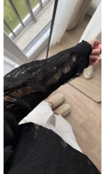 Ajurlu Uzun Siyah Triko