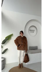 Alaska Tüylü Kahverengi Ceket