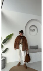 Alaska Tüylü Kahverengi Ceket