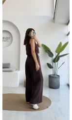 Alex Beli Lastik Detay Modal Takım - Bordo Kahverengi - 8013