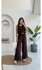 Alex Beli Lastik Detay Modal Takım - Bordo Kahverengi - 8013