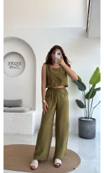 Alex Beli Lastik Detay Modal Takım - Haki - 8013