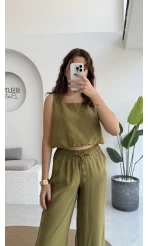 Alex Beli Lastik Detay Modal Takım - Haki - 8013