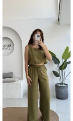 Alex Beli Lastik Detay Modal Takım - Haki - 8013