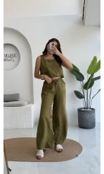 Alex Beli Lastik Detay Modal Takım - Haki - 8013