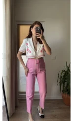 Alfie Kumaş Pembe Pantolon