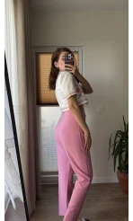 Alfie Kumaş Pembe Pantolon