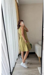 Alfie Yeşil Keten Elbise