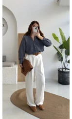 Alice Kumaş Pantolon - Beyaz - Kod: 51024