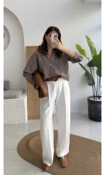 Alice Kumaş Pantolon - Beyaz - Kod: 51024