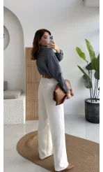 Alice Kumaş Pantolon - Beyaz - Kod: 51024