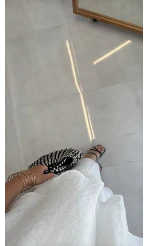 Alina Kat Kat Sıfır Kol Şallı Elbise - Beyaz - Kod: 3446