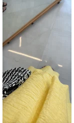 Alina Kat Kat Sıfır Kol Şallı Elbise - Sarı - Kod: 3446