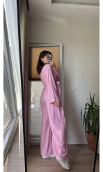 Amalfia Kısa Bağlamalı Gofre Takım Pembe