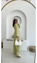 Amalfia Kısa Bağlamalı Gofre Takım Yeşil