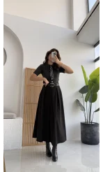 Amelia Fularlı CROP Hırka - Antrasit - Kod: 4561