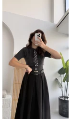 Amelia Fularlı CROP Hırka - Antrasit - Kod: 4561