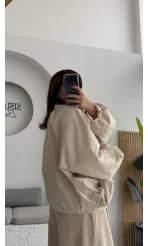 Amsterdam Bomber Ceket - Taş - Kod: 508246