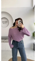 Anabel Kayık Yaka Triko - Lila