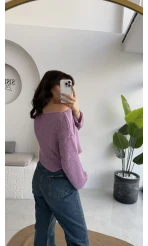 Anabel Kayık Yaka Triko - Lila