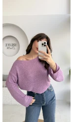 Anabel Kayık Yaka Triko - Lila