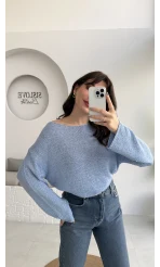 Anabel Kayık Yaka Triko - Mavi