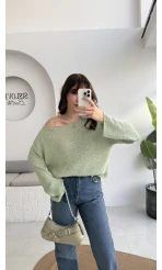 Anabel Kayık Yaka Triko - Mint