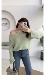 Anabel Kayık Yaka Triko - Mint