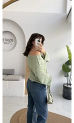 Anabel Kayık Yaka Triko - Mint