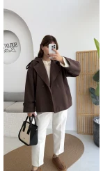 Anastasia Kuşaklı Kısa Trençkot - Kahve - Kod: 9609