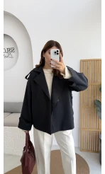 Anastasia Kuşaklı Kısa Trençkot - Lacivert - Kod: 9609