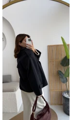 Anastasia Kuşaklı Kısa Trençkot - Lacivert - Kod: 9609