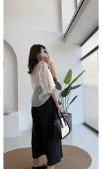 Andora Oversize İpeksi Gömlek - Beyaz - Kod: 4927