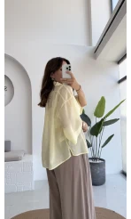 Andora Oversize İpeksi Gömlek - Sarı - Kod: 4927