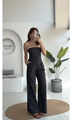 Angela Denim Straplez Bluz Pantolon Takım - 2025148