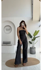 Angela Denim Straplez Bluz Pantolon Takım - 2025148