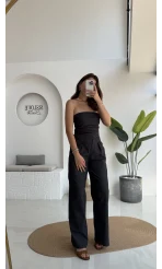 Angela Denim Straplez Bluz Pantolon Takım - 2025148