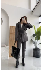 Antrasit Kemerli Ceket Pantolon Takım - KOD:9597