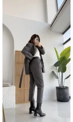 Antrasit Kemerli Ceket Pantolon Takım - KOD:9597