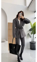 Antrasit Kemerli Ceket Pantolon Takım - KOD:9597