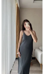 Antrasit Salaş Askılı Elbise