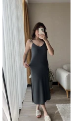 Antrasit Salaş Askılı Elbise
