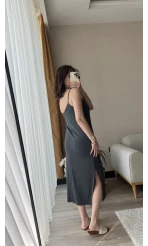 Antrasit Salaş Askılı Elbise