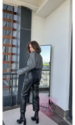 Antrasit Vatkalı Crop Ceket