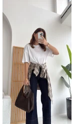 April Ekose Desenli Tek Cepli Gömlek - Bej