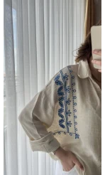 Aramis Nakış Detay Krem Gömlek