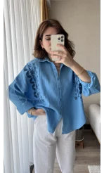 Aramis Nakış Detay Mavi Gömlek