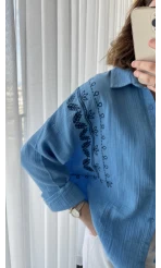 Aramis Nakış Detay Mavi Gömlek