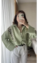 Aramis Nakış Detay Yeşil Gömlek