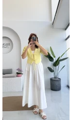 1017 - Arin Kolu Lastik Detay Bluz - Sarı